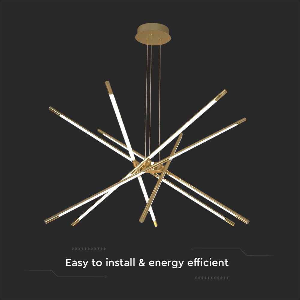 Lampadario LED a Sospensione con 12 luci tabular 42W in Metallo Colore Oro Dimmerabile 85*31*120cm 3000K