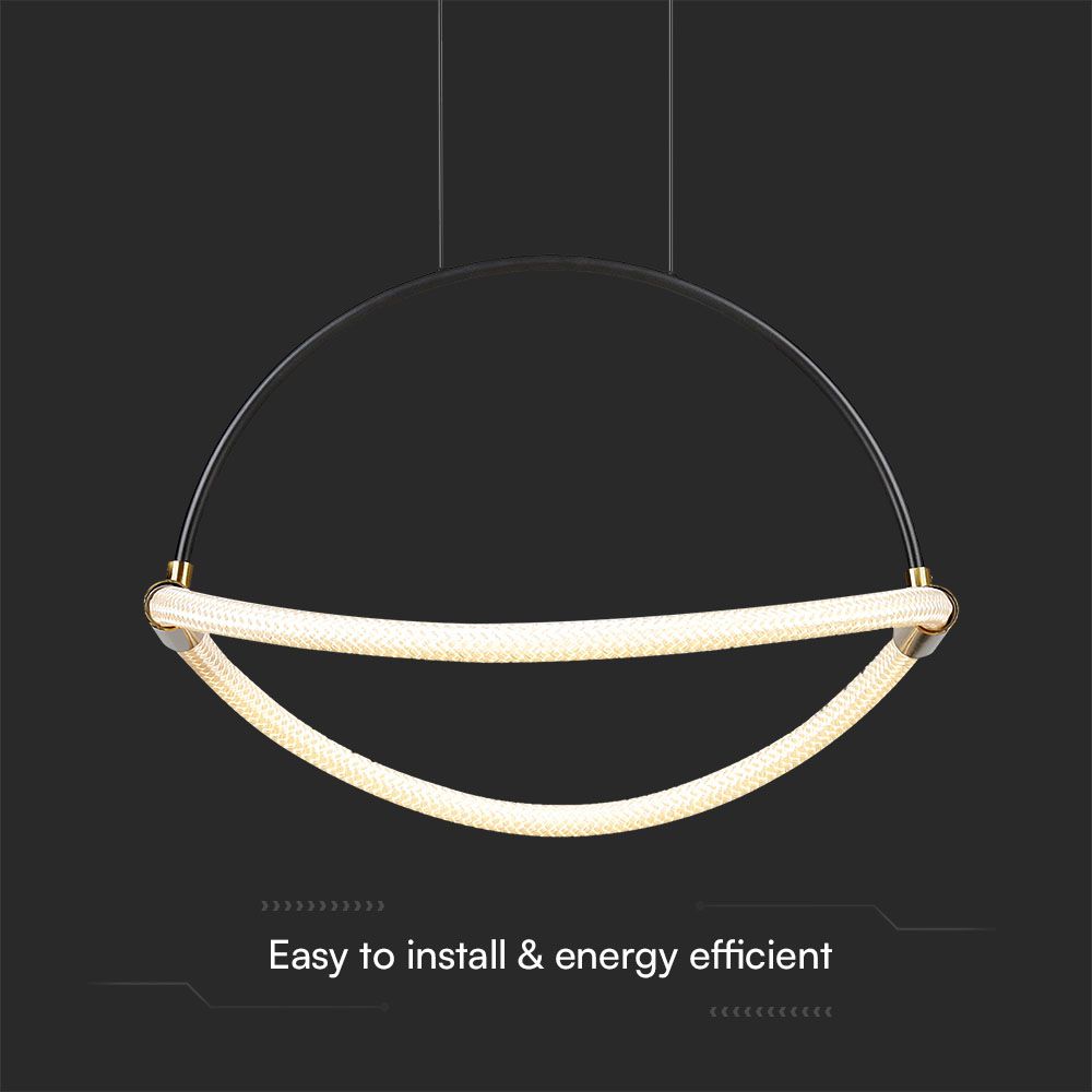 12W LED Handing Pendant Light WIth 1.5m Wire 400mm 3000K Black Body