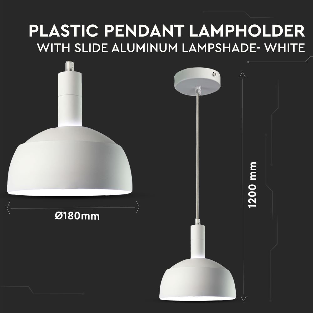 Pendente in alluminio + plastica E14 corpo Bianco