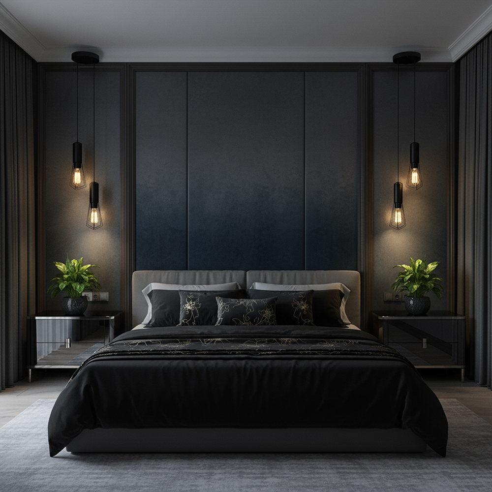 2XE27 Decorative Hanging Lamp (D200*H25mm) Matt Black img 1