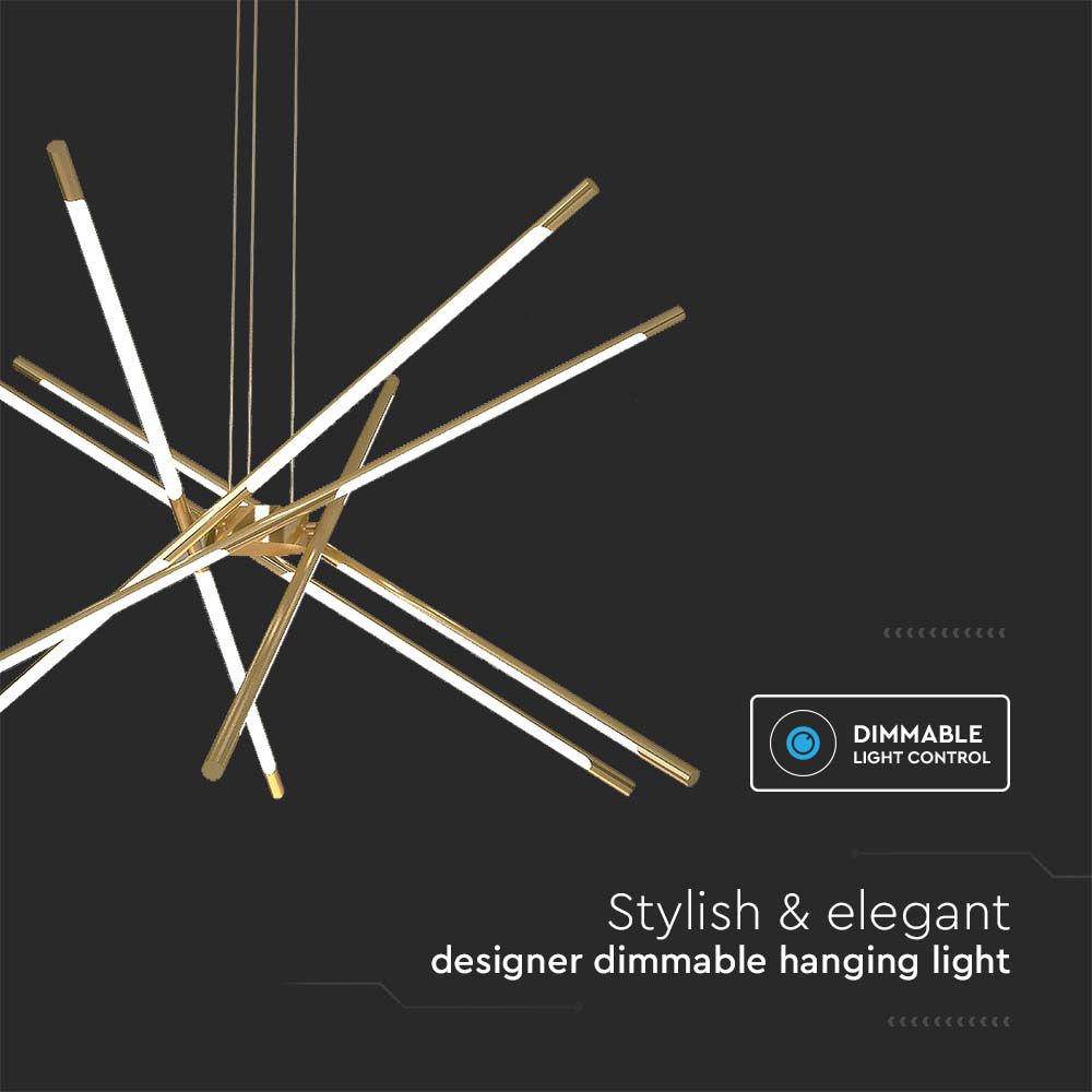 Lampadario LED a Sospensione con 12 luci tabular 42W in Metallo Colore Oro Dimmerabile 85*31*120cm 3000K img 1