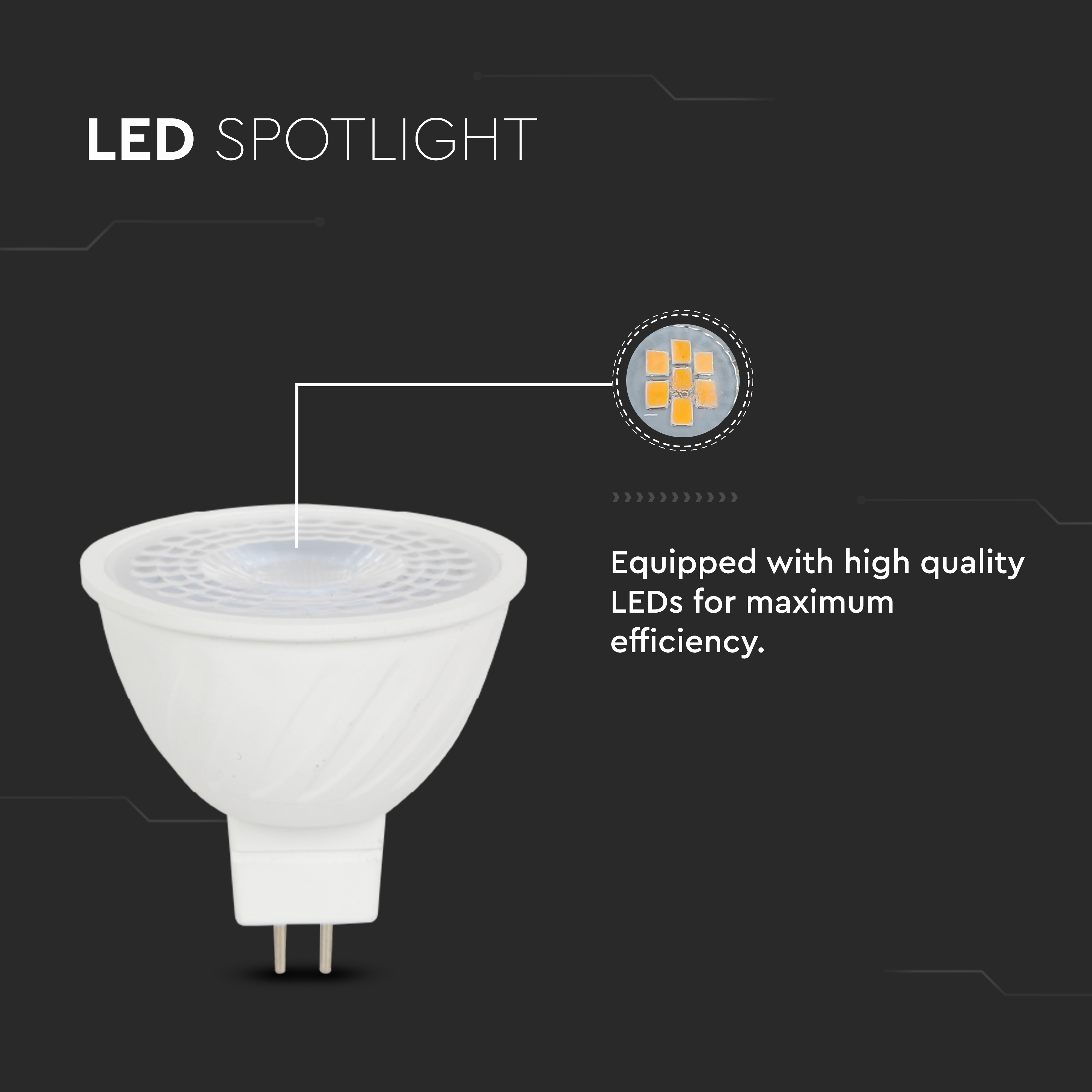 LED Spotlight - GU5.3 6W MR16 Riple Plastic 38° 6500K