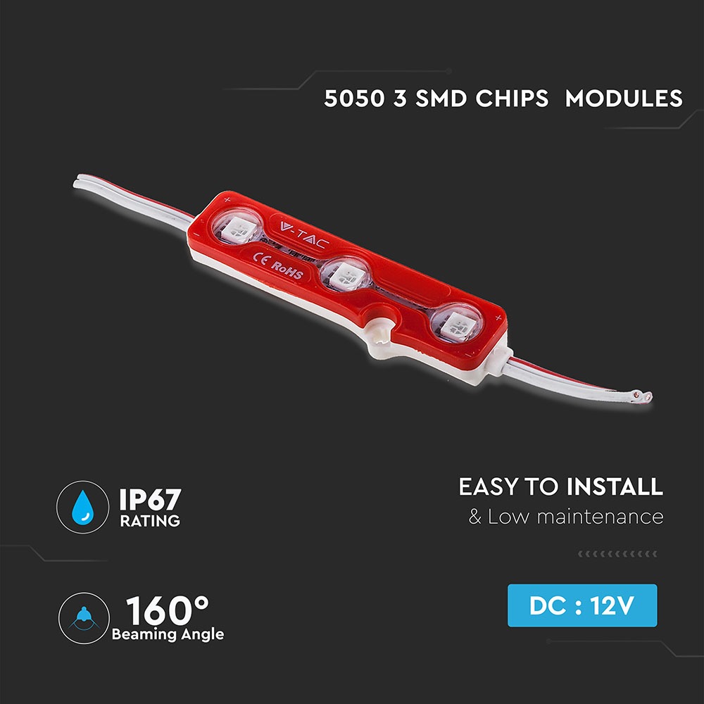 LED Modulo 3SMD Diodi SMD5050 Rosso IP67