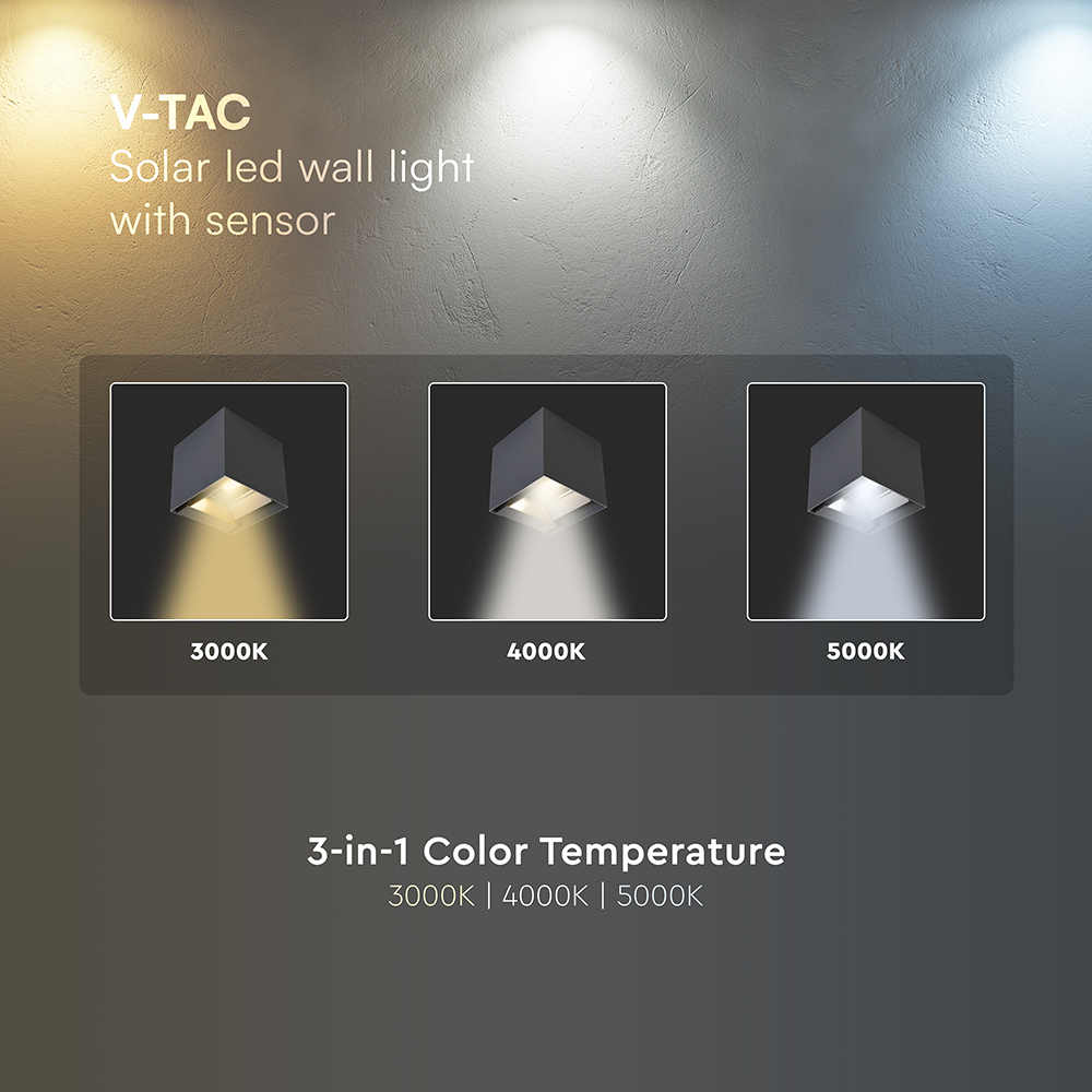 3W LED Solar Wall Light 3in1 Dark Grey Body IP65 img 7