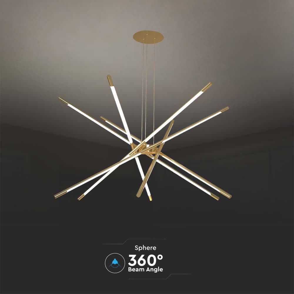 Lampadario LED a Sospensione con 12 luci tabular 42W in Metallo Colore Oro Dimmerabile 85*31*120cm 3000K img 2