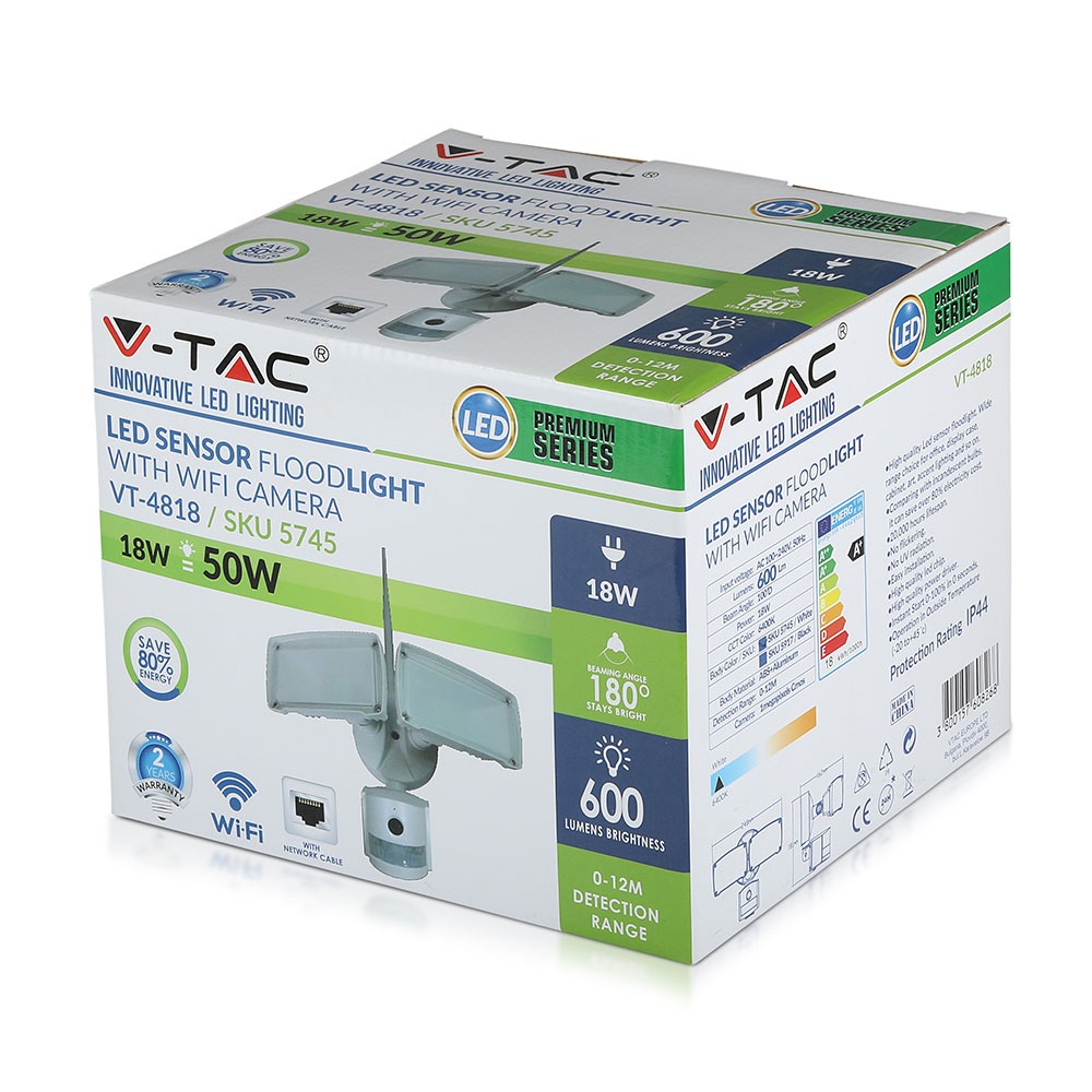 18W Proiettore LED con sensore WiFi obiettivo Bianco