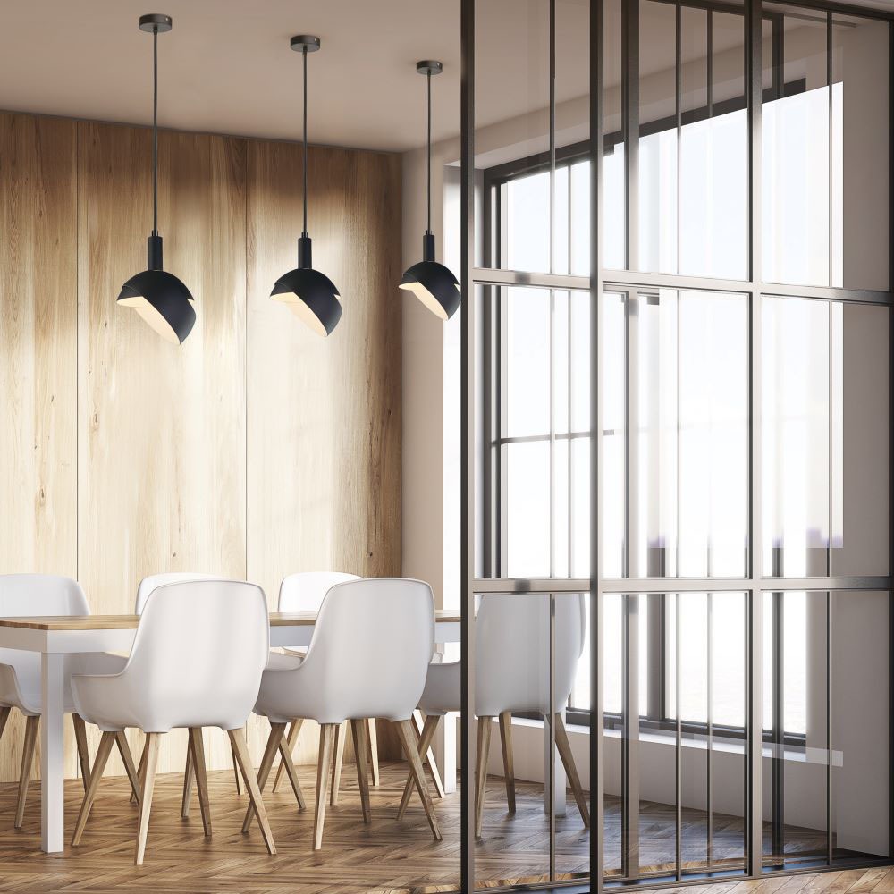 Pendente in alluminio + plastica E14 corpo Nero img 1