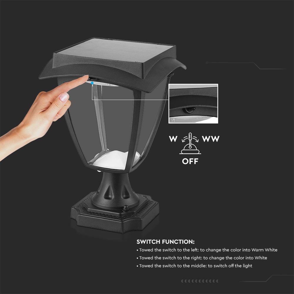 2W LED Solar Stand Lamp Black Body 3000K 6000K img 2