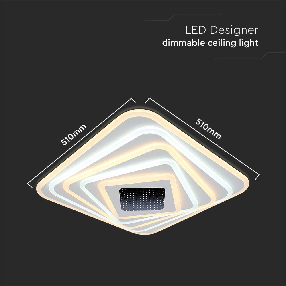 Designer Smart Ceiling Light (50*50*7CM) CCT: 3000K+6000K Dimmable + Remote Control