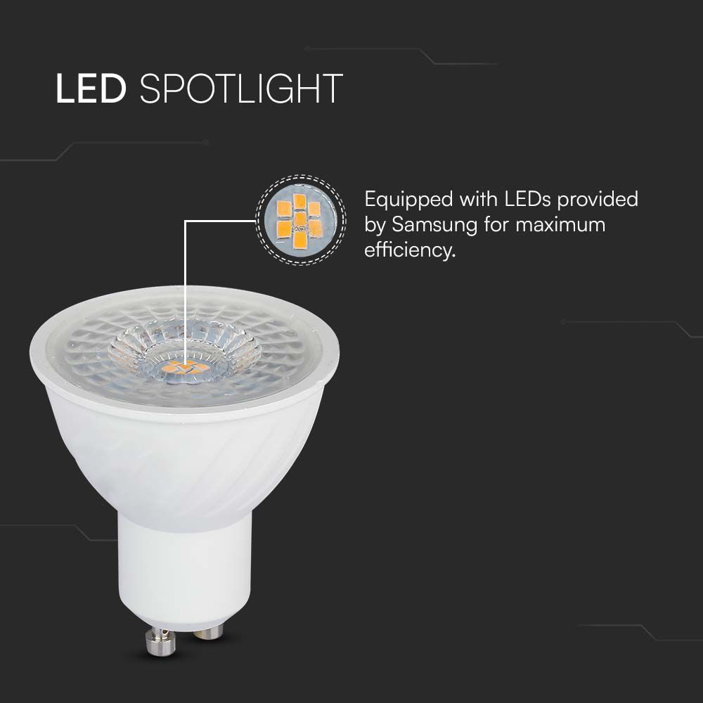 LED Spotlight SAMSUNG CHIP - GU10 6W Plastic SMD With Lens 6400K