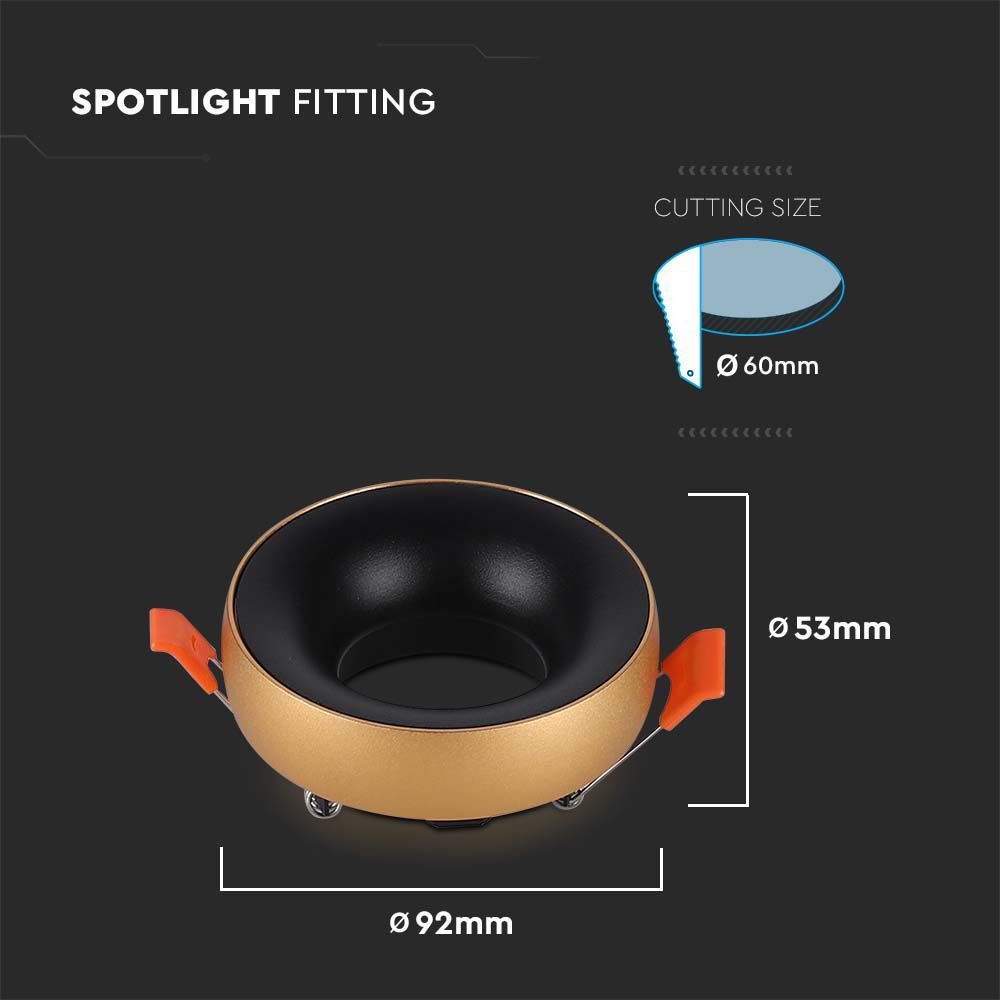 GU10 Fitting Round Gold Frame  Black Reflector