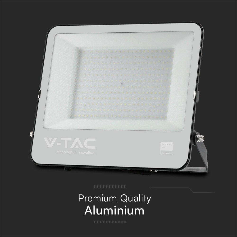 200W LED Floodlight SMD SAMSUNG CHIP 1m Wire Black Body Grey Frosted Glass 6400K img 4