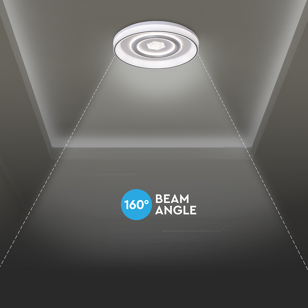 48W LED Decorative Ceiling Lamp (f485*70mm) CCT3IN1 White With IR Remote Control