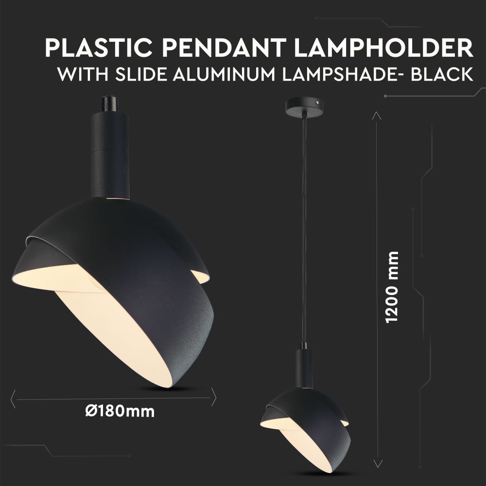Pendente in alluminio + plastica E14 corpo Nero