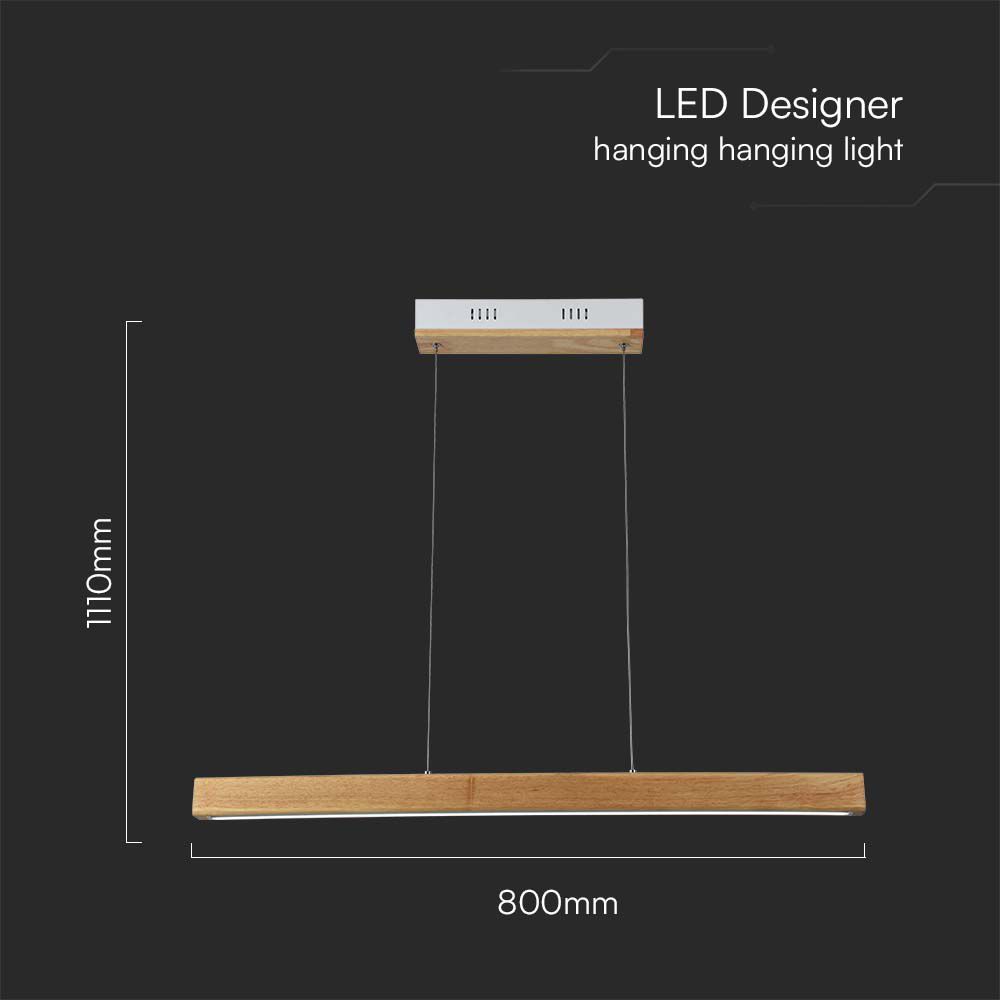 12W LED Hanging Lamp 4000K Wood Body