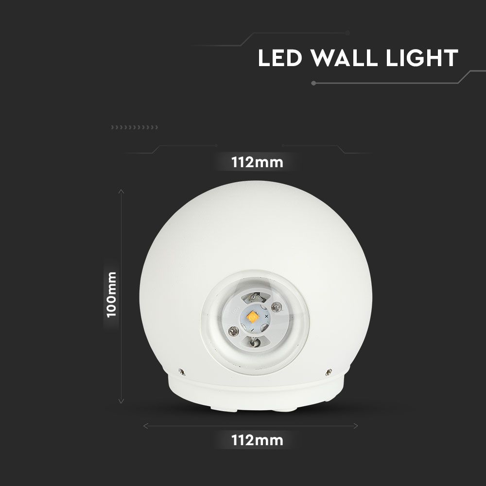 6W  Wall Light White Body Round IP65 3000K