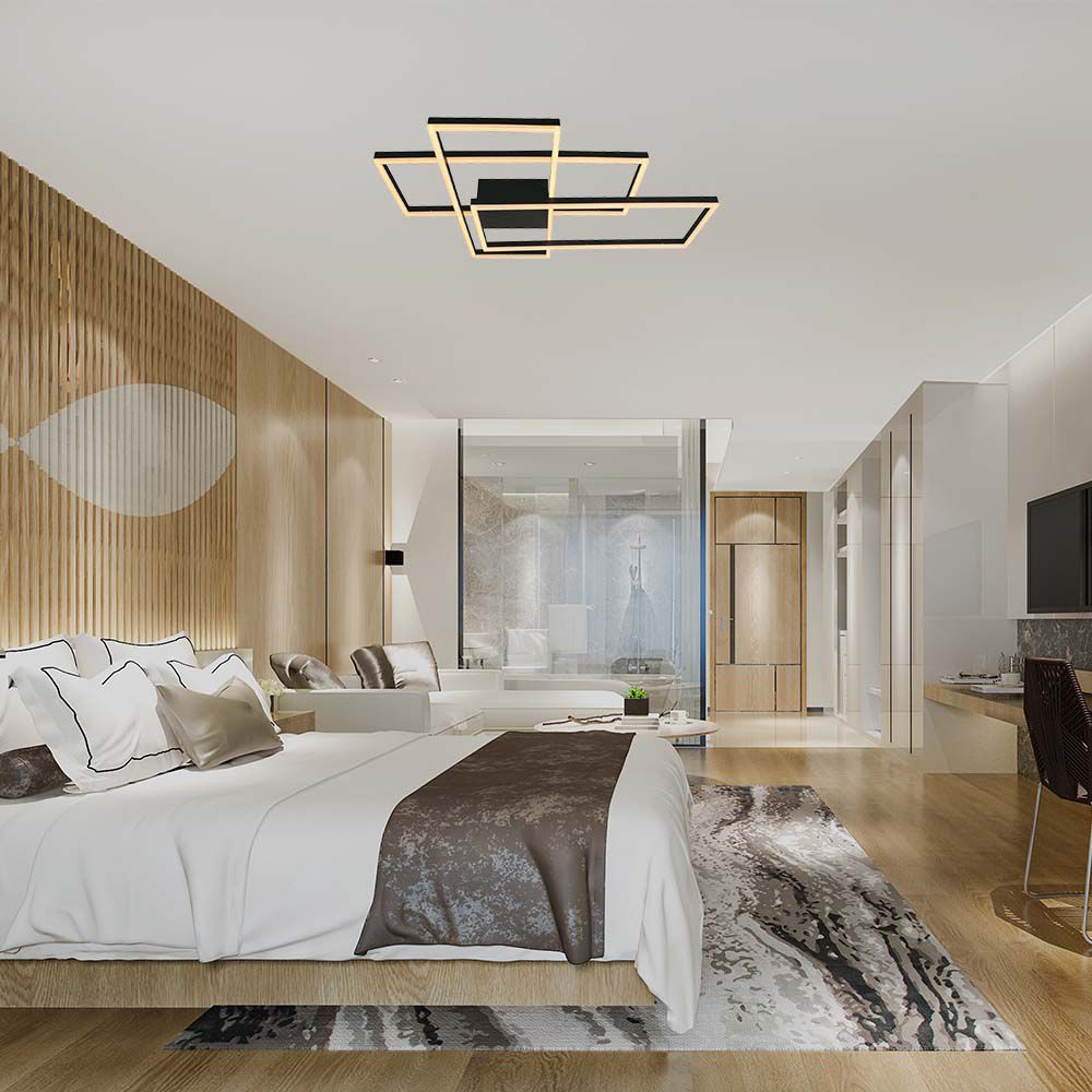 PLAFONIERA DECORATIVA LED 47W L90xL67x9CM 3000K CORPO NERO img 1