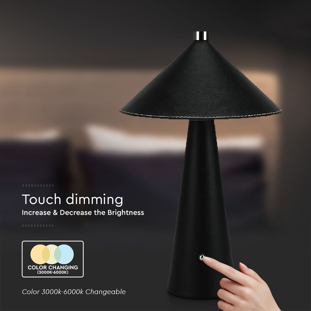 3W LED Magnetic Table Lamp With Battery 4000mAh CCT: 3IN1 Black Body Dimmable img 1