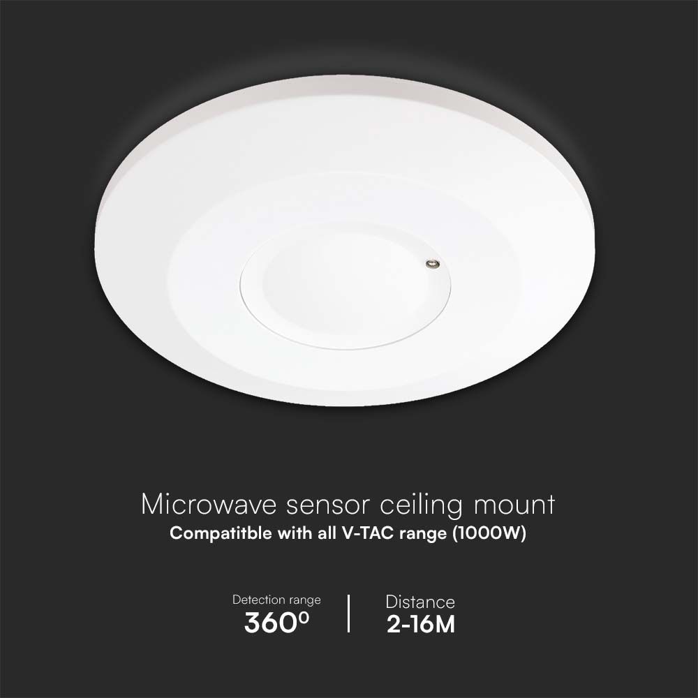 1000W Microwave Motion Sensor 360'D - White Body