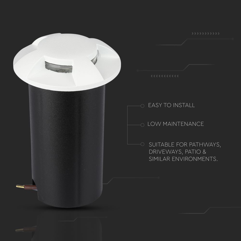 1W LED Faretto incasso pavimento Bianco 4 Way 6500K img 3