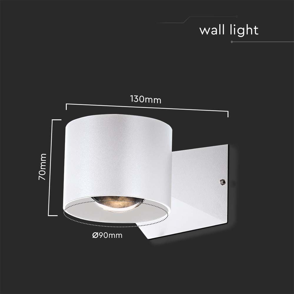 6W LED Wall Light 3000K White Body IP65