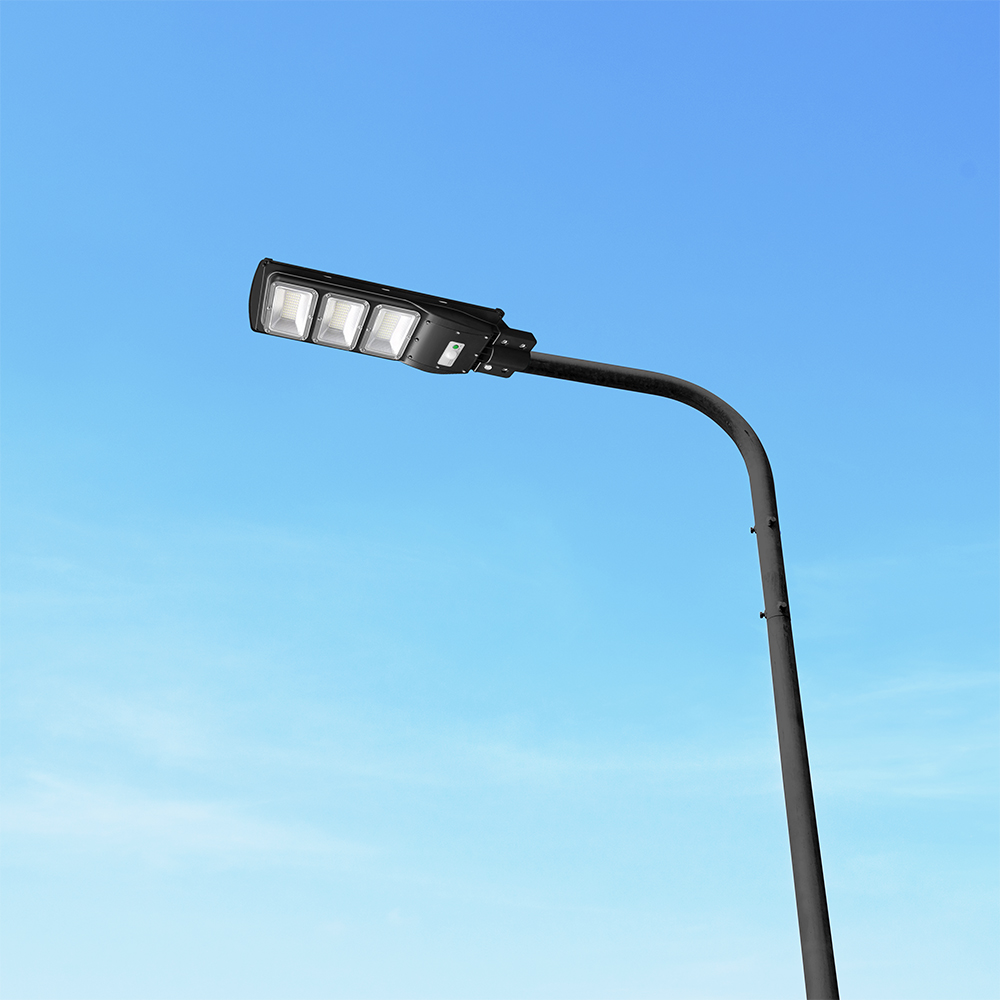 12W LED Plastic Solar Street Light 6000K Black Body img 1