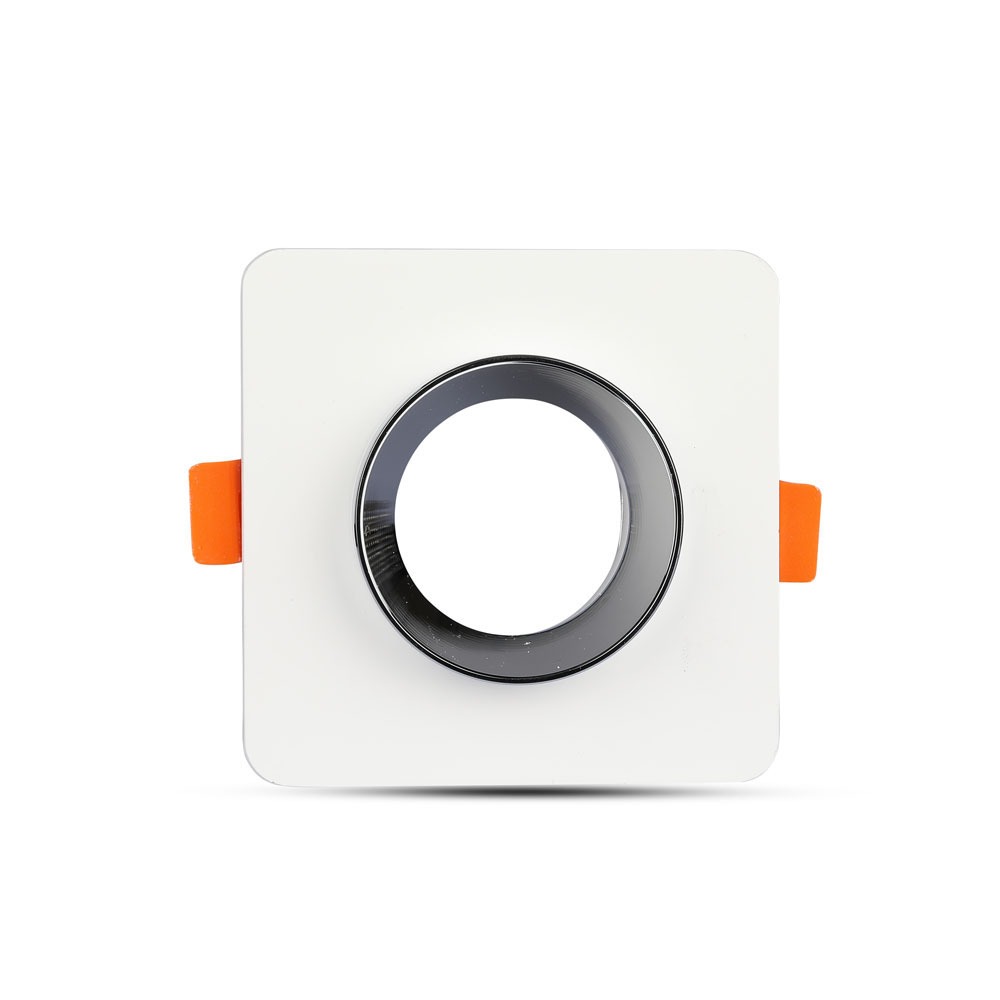 GU10 Fitting Gesso Metal White Plaster Chrome, Quadrato Recessed img 1