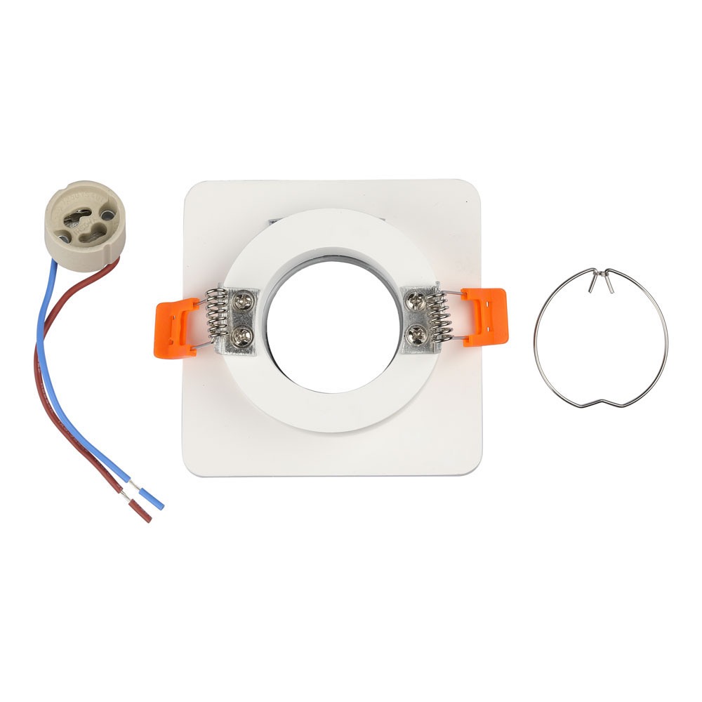 GU10 Fitting Gesso Metal White Plaster Chrome, Quadrato Recessed img 3