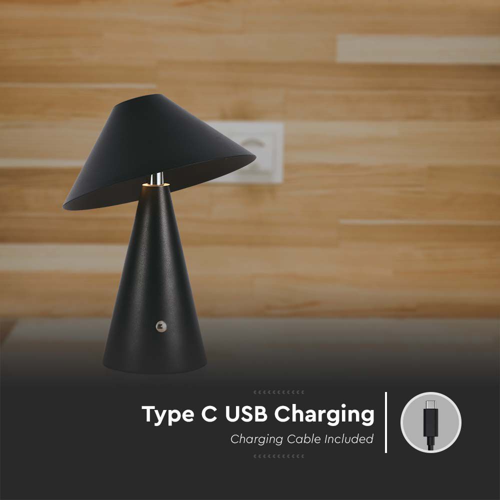 LED Lampada da Tavolo Ricaricabile 3 in 1 corpo nero img 2