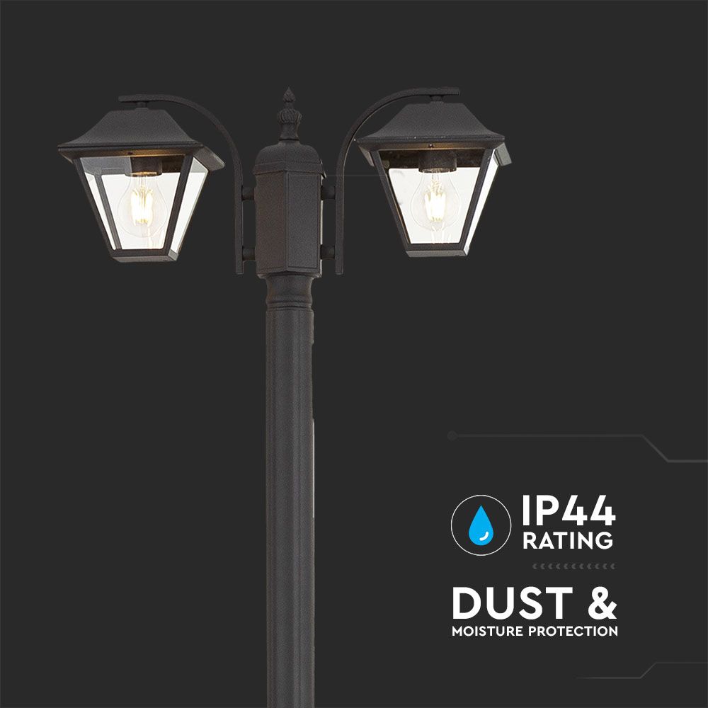 Palo lampada 2 x E27 2280 mm IP44 nero img 2