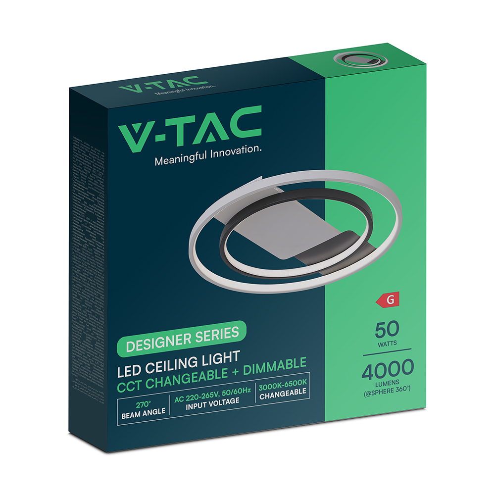 36W LED Decorative Ceiling Lamp (f505*50mm) CCT3IN1 White+Black With IR Remote Control