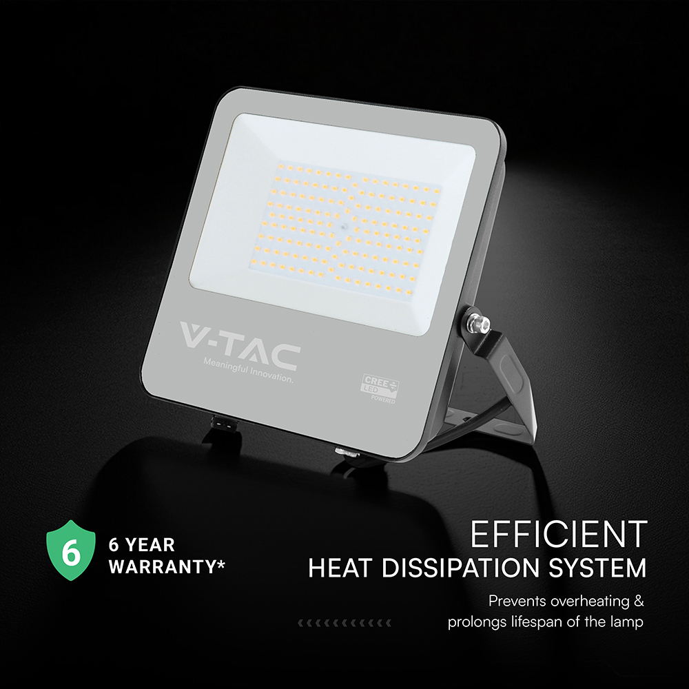 100W LED Floodlight CREE CHIP Black Body Grey Glass 6500K 135LM/W img 1