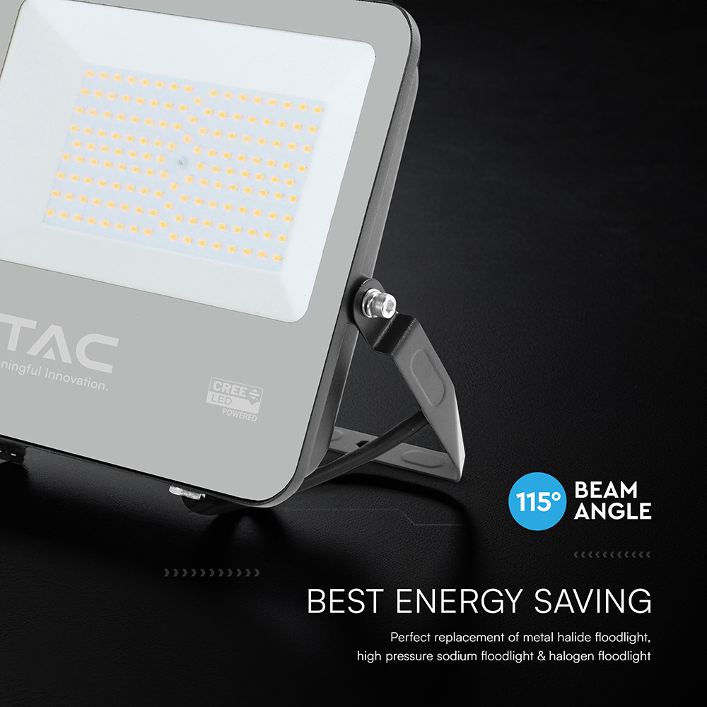 100W LED Floodlight CREE CHIP Black Body Grey Glass 6500K 135LM/W img 2