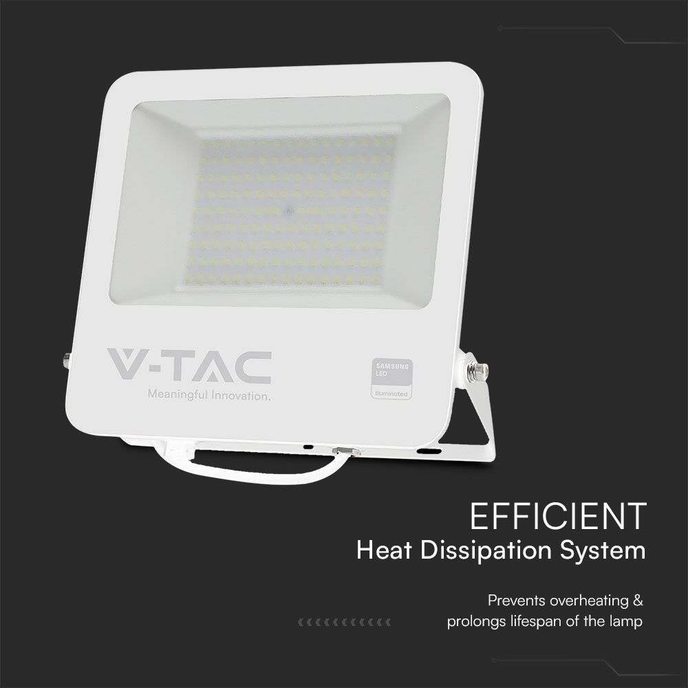 100W LED Floodlight SMD SAMSUNG CHIP 1m Wire White Body Grey Frosted Glass 6400K img 1