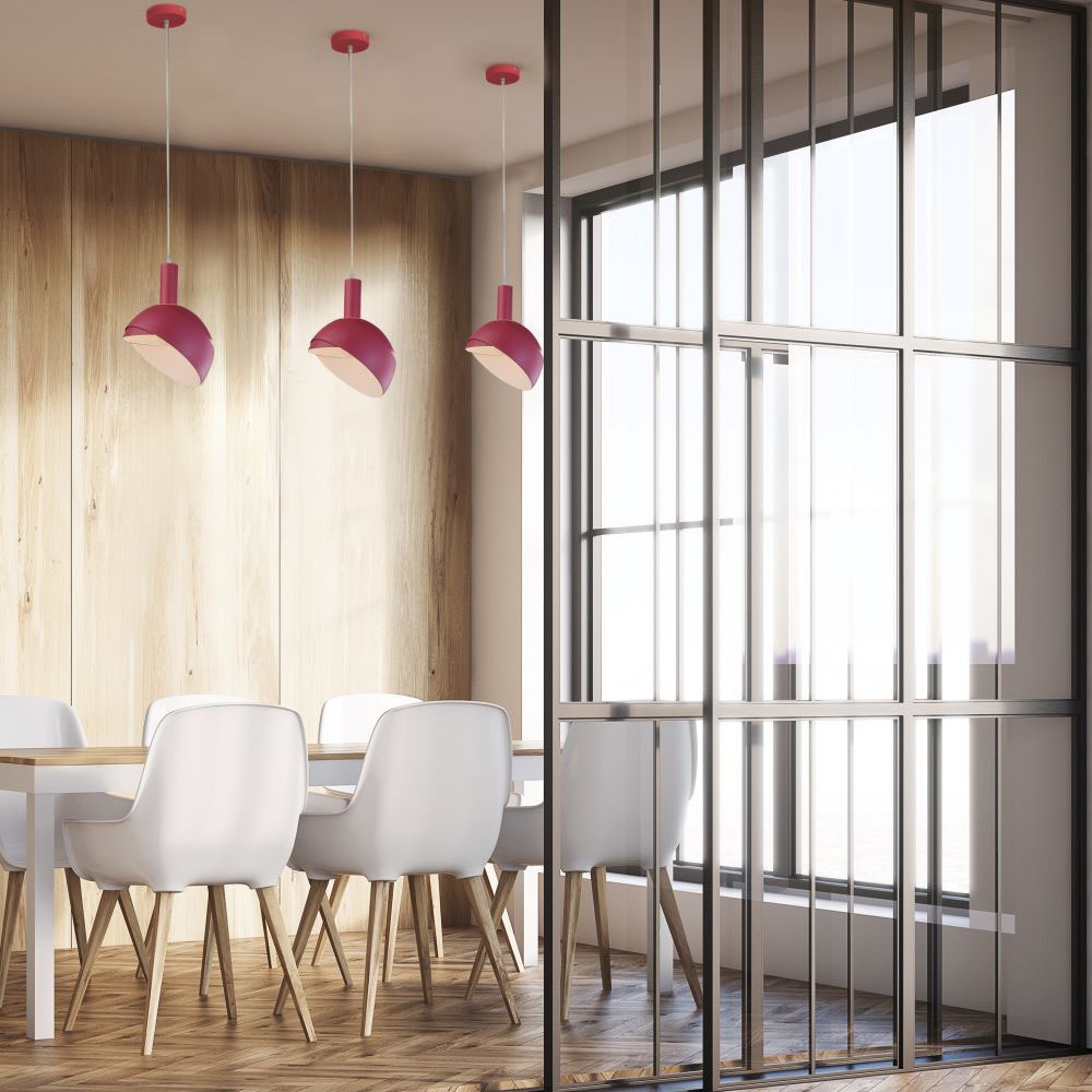 Pendente in alluminio + plastica E14 corpo Rosa