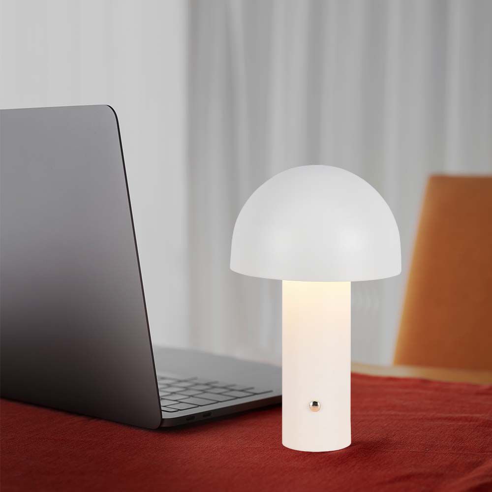 Lampada LED da Tavolo 3W con Batteria 1800mAh Ricaricabile USB C Colore Bianco in Metallo Touch Dimmerabile 3in1 img 1