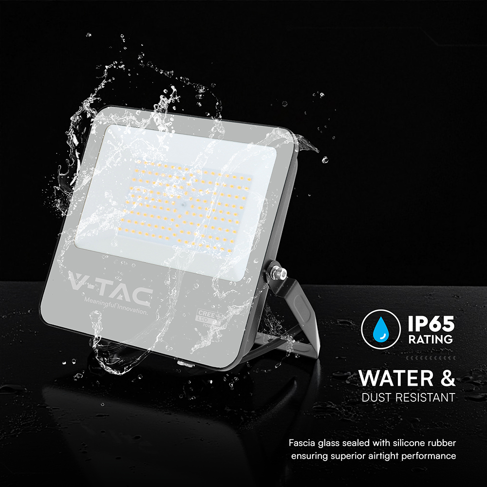 100W LED Floodlight CREE CHIP Black Body Grey Glass 6500K 135LM/W img 3