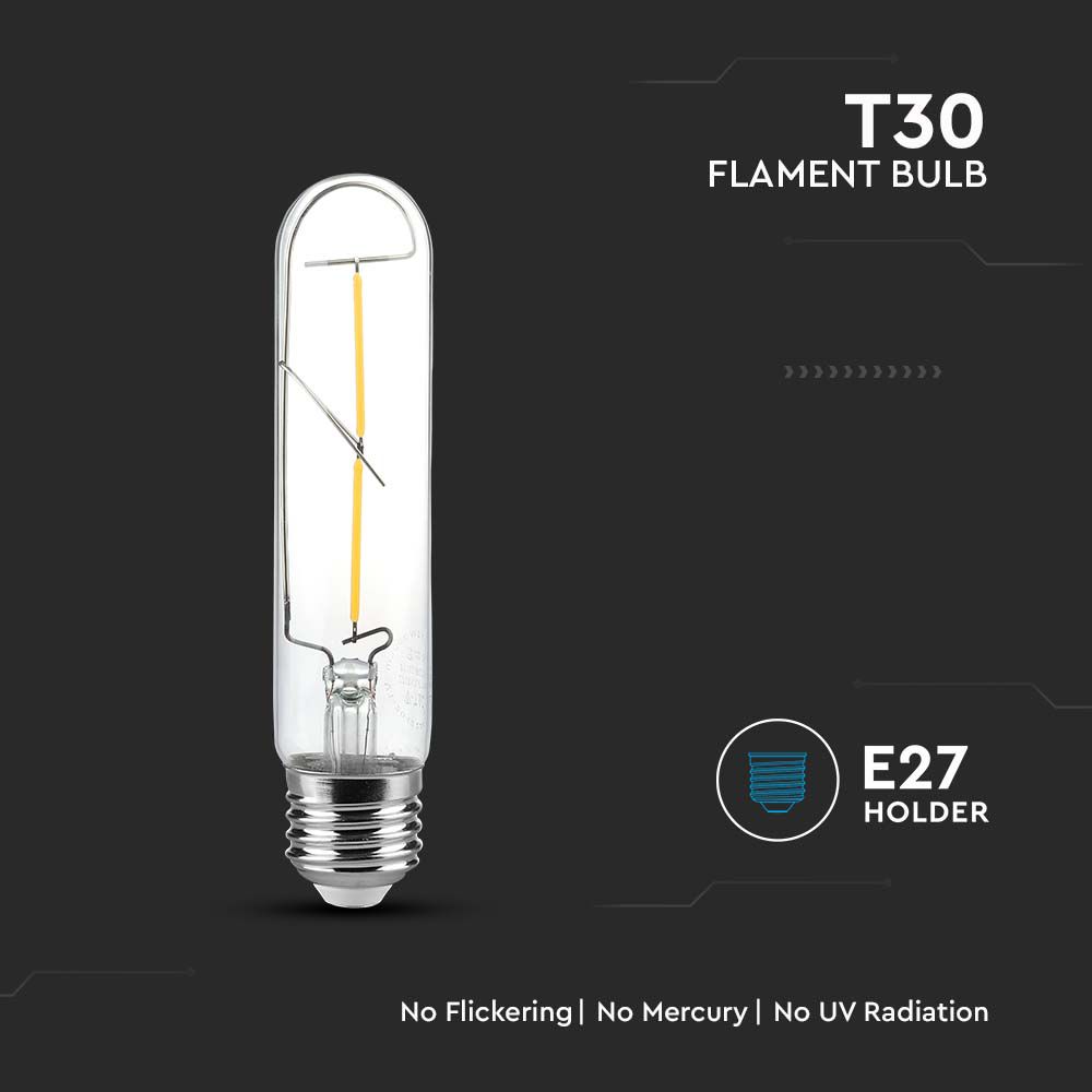LED - 2W Filament E27 T30 Clear Cover 1800K