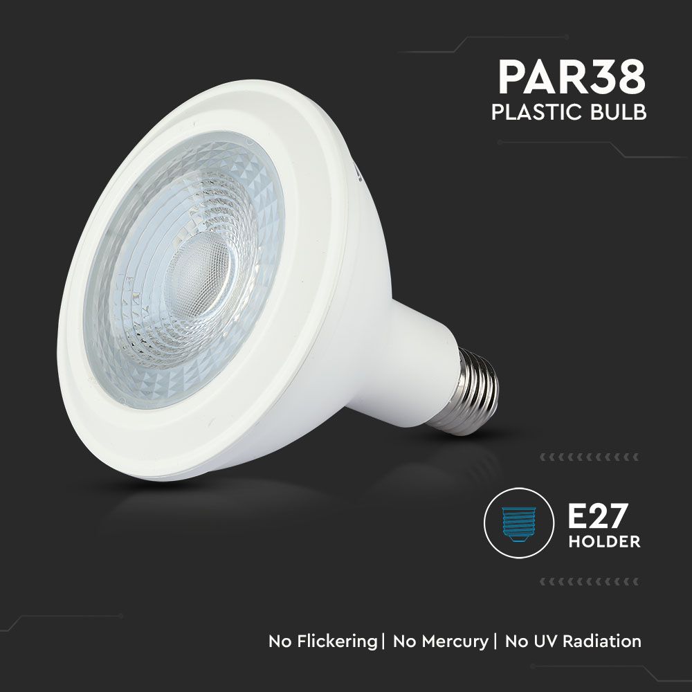 LED Bulb - SAMSUNG CHIP 12.8W E27 PAR38 Plastic 4000K img 1