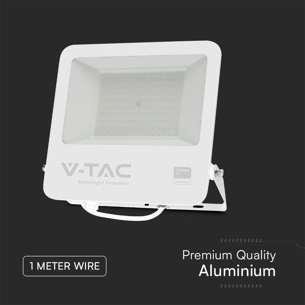 100W LED Floodlight SMD SAMSUNG CHIP 1m Wire White Body Grey Frosted Glass 6400K img 4