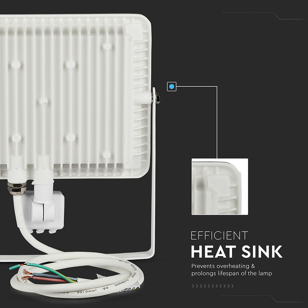 50W LED Proiettore con sensore SAMSUNG Chip Cut-OFF Funzione Corpo Bianco 3000K img 3