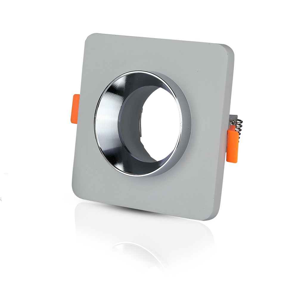 GU10 Fitting Concrete Metal Grey Recessed Light Chrome Bottom Quadrato