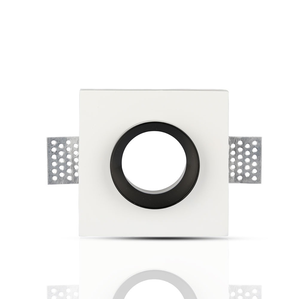GU10 Fitting Gesso White Recessed Light Black Metal Square img 1