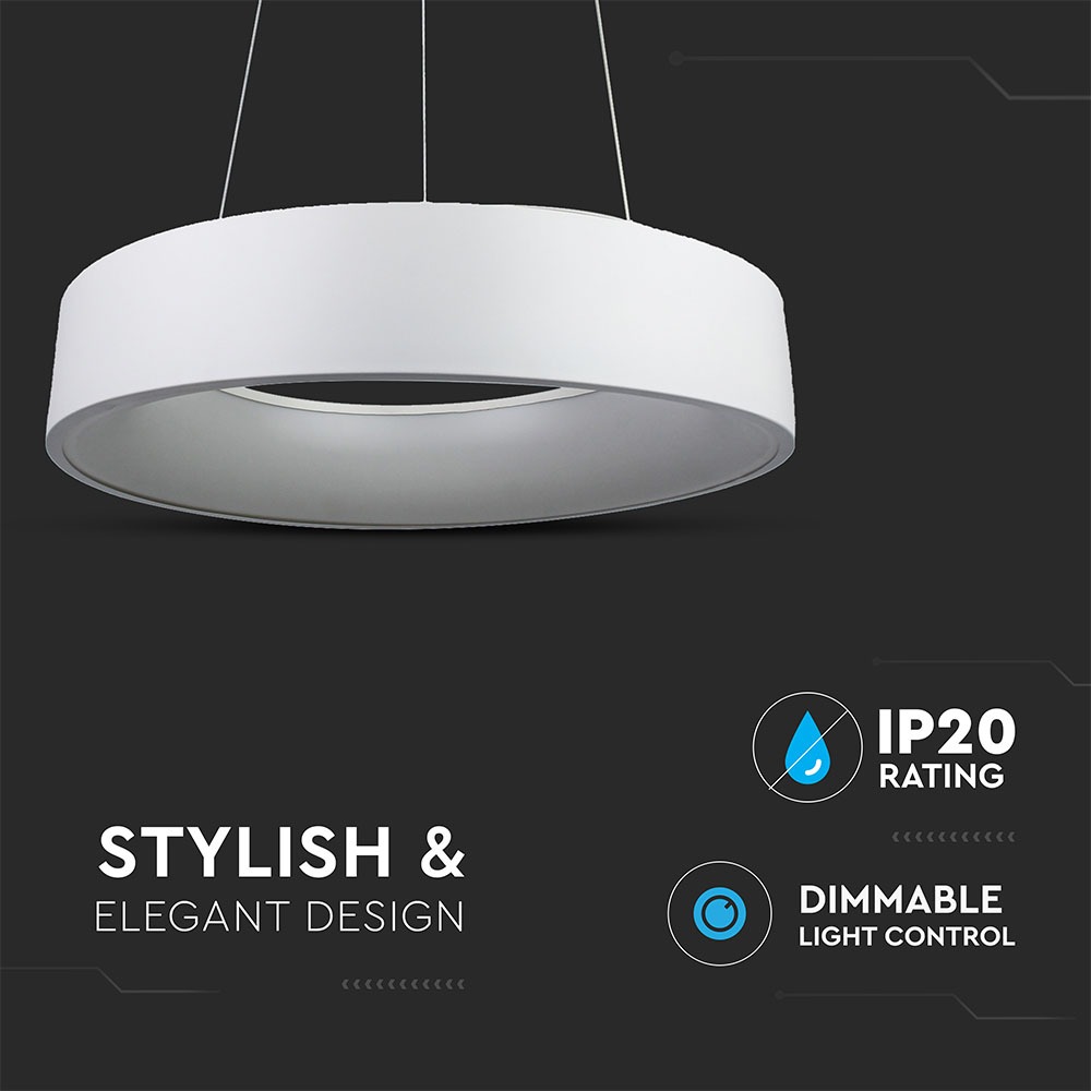 20W LED Surface Smooth Pendant Light Dimmable White 3000K img 1