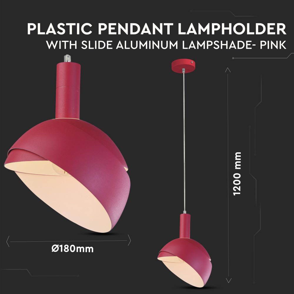 Pendente in alluminio + plastica E14 corpo Rosa