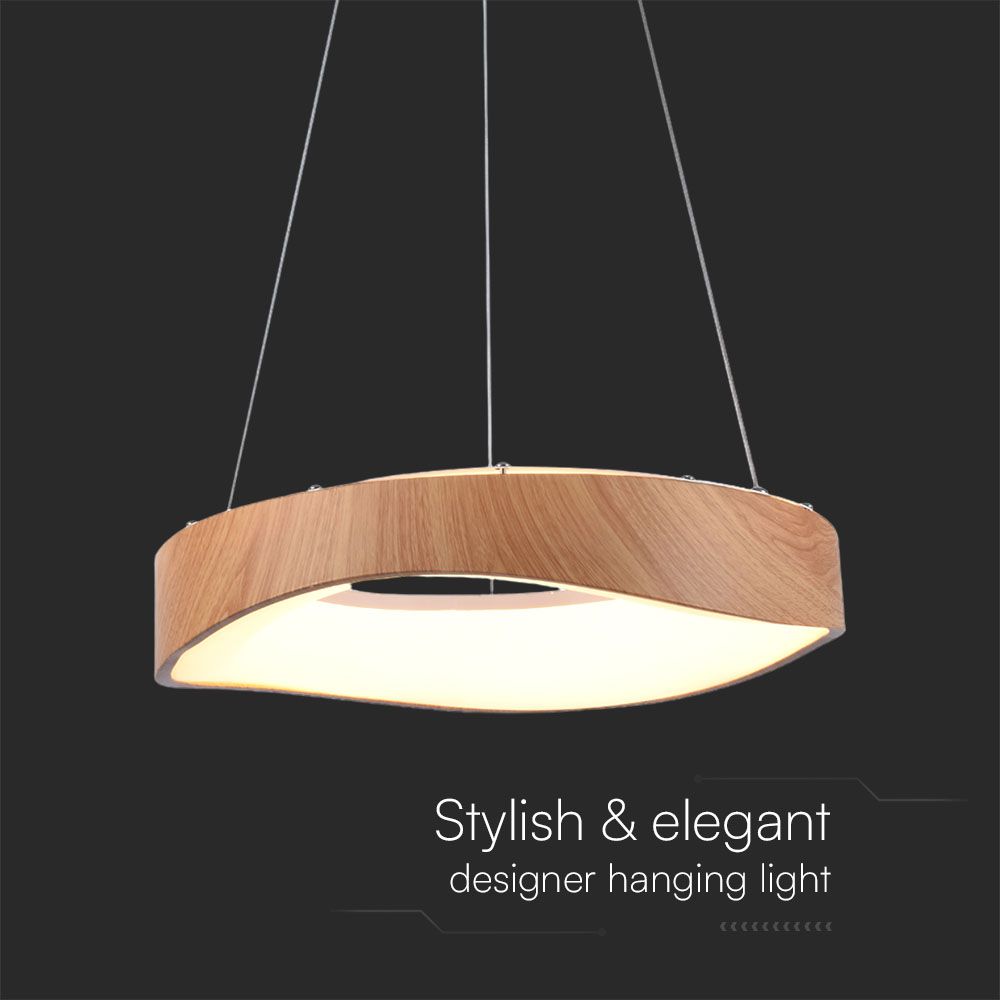 LED Designer Pendant Lampholder Wood Painting+White Body D400
