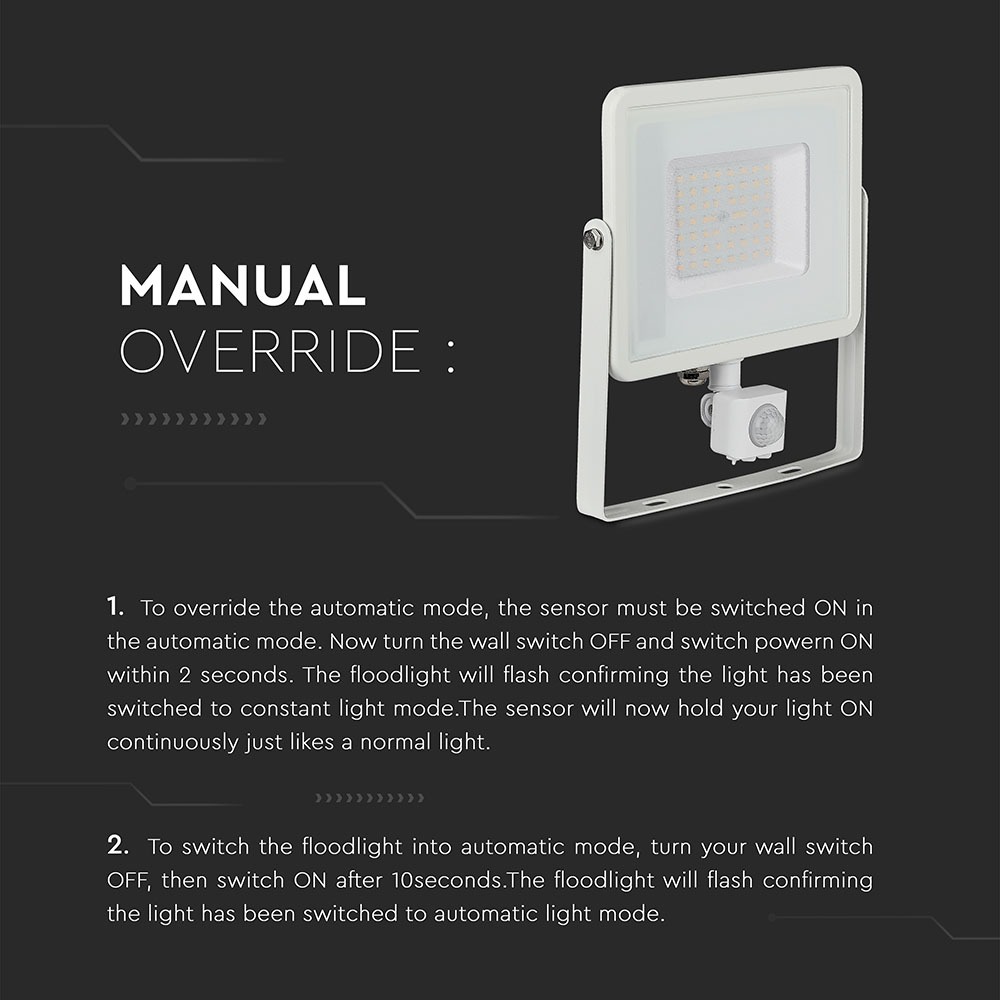 50W LED Proiettore con sensore SAMSUNG Chip Cut-OFF Funzione Corpo Bianco 3000K img 4