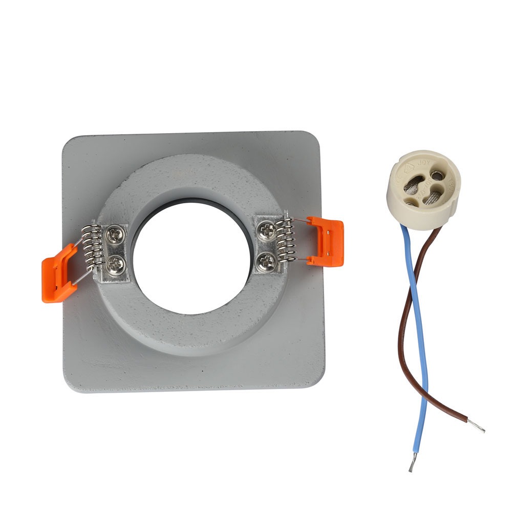 GU10 Fitting Concrete Metal Grey Recessed Light Chrome Bottom Quadrato img 3
