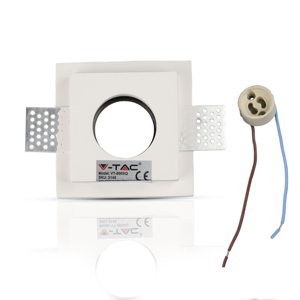 GU10 Fitting Gesso White Recessed Light Black Metal Square img 3