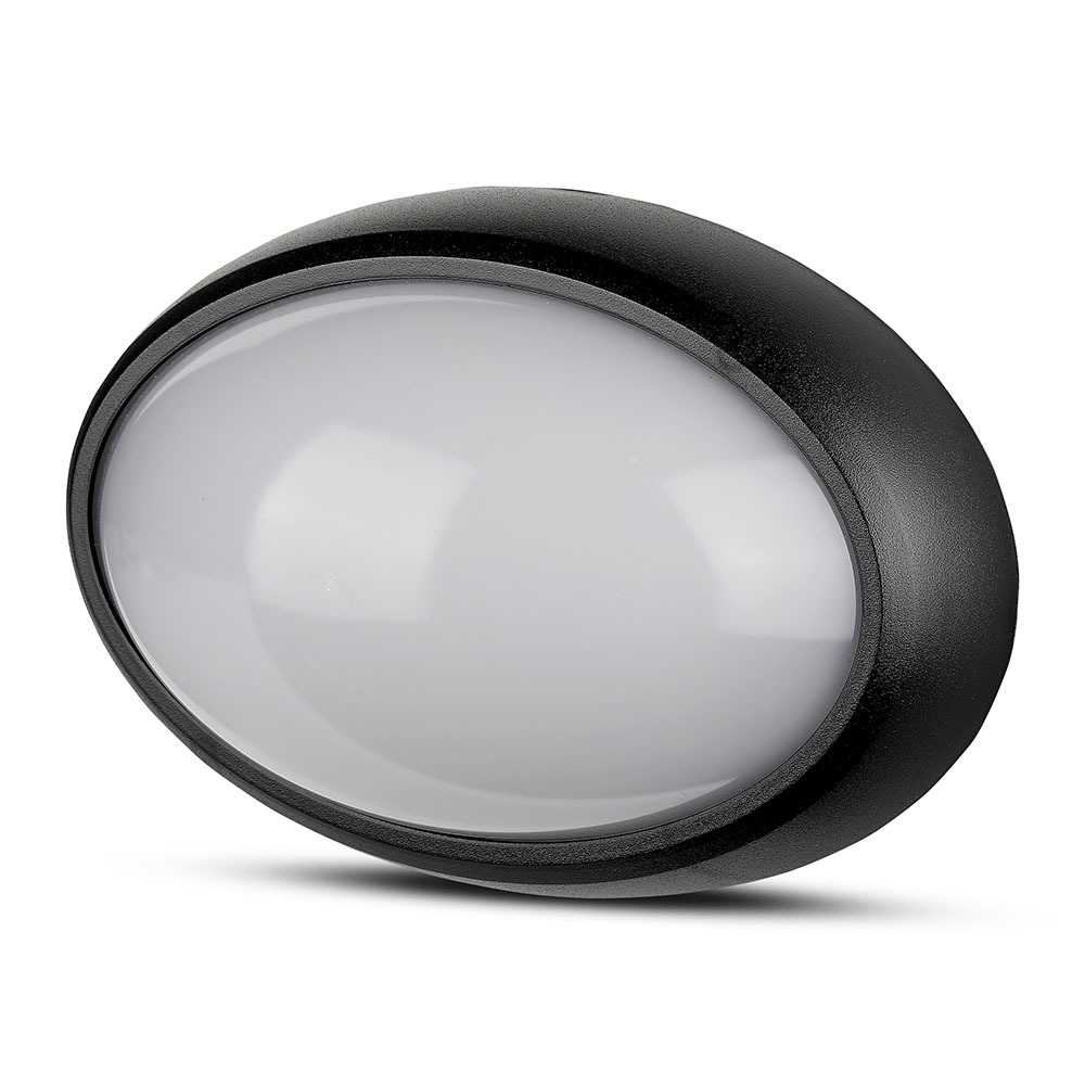 8W Plafoniera LED Ovale Corpo Nero Bianco caldo IP66